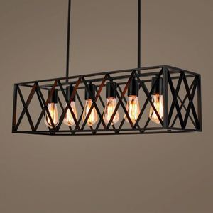 Rectangular Stainless Steel Gold Body Pendant <b>Light</b> E26 LED Bulbs 3500K Warm White Adjustable Height Living Room <b>Chandelier</b> - Product Image 1