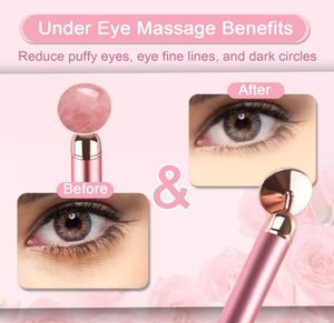 Hot Selling Skin Care Facial Lifting Anti Aging Natural Gem Rose Quartz Stone Vibrating 4 in 1 <b>Jade</b> <b>Roller</b> - Product Image 3