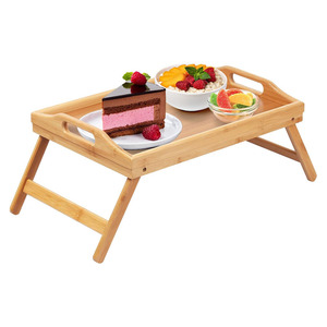 <span class=keywords><strong>Plateau</strong></span> pliant en bois d'acacia pour assiette à dîner avec <span class=keywords><strong>pieds</strong></span> Table à thé en bois de bambou pour cuisine et salon Support à fruits <span class=keywords><strong>Plateau</strong></span> de lit - Product Image 2