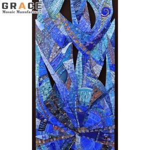 Série abstraite de luxe 3D feuille verre fritte mosaïque murale carrelage salle d'exposition œuvre mur belles peintures à la main mosaïque Puzzle - Product Image 2