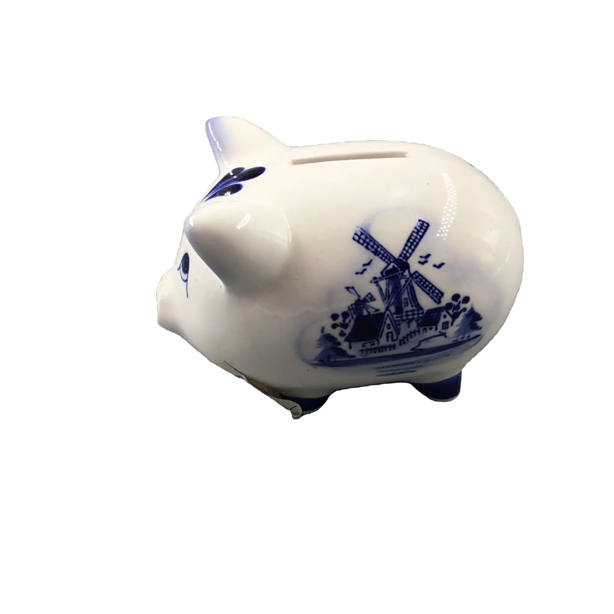 blue flower animal ceramic pig money bank