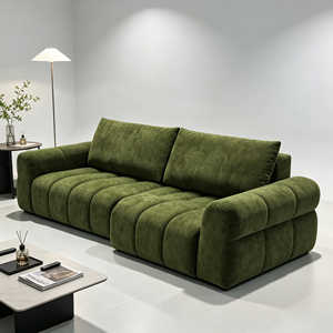 Sofá Seccional Moderno de Terciopelo Verde con Brazos Acolchados y Respaldo con Cojines para Sala de Estar - Product Image 5