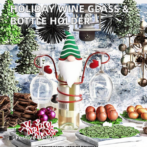 Soportes para Botellas <span class=keywords><strong>de</strong></span> <span class=keywords><strong>Vino</strong></span> Navideños, Decoración con Temática <span class=keywords><strong>de</strong></span> Navidad, 3 Tipos Opcionales, Estantes para Bar, Bodega o Armario - Product Image 2