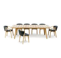 Ensemble de chaises d'extérieur en teck massif avec corde à tisser Ensemble de patio en teck avec table à manger Chaise d'extérieur en teck
