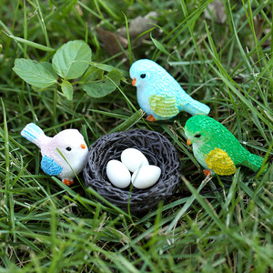 Resin Bird Ornaments With Nest And <b>Eggs</b> Miniature Garden <b>Decor</b> For Indoor Outdoor Use - Product Image 1
