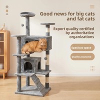 Grand arbre à chat tout-en-un de luxe en bois, spécialement conçu pour les chats, avec plateforme d'escalade robuste et lit, hauteur 137 cm, personnalisation disponible, emballage en carton