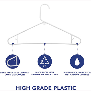 Nhà máy cung cấp thẳng trắng móc nhựa với móc, nhiệm vụ nặng nề nhựa quần áo móc - Product Image 3