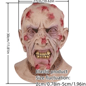 Máscara de Cabeza de Zombi de Halloween, Aterradora, con Cabello Rojo, de Payaso Malvado, Sangrienta, de Látex, para Fiestas de Navidad - Product Image 3