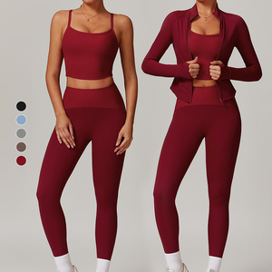 Ensemble <span class=keywords><strong>de</strong></span> yoga 4 pièces pour femme, taille haute, effet push-up, <span class=keywords><strong>tenue</strong></span> <span class=keywords><strong>de</strong></span> <span class=keywords><strong>sport</strong></span> <span class=keywords><strong>moulante</strong></span> couleur chair, respirante, à carreaux, avec taille élastique et bouton, pour activités <span class=keywords><strong>de</strong></span> plein air - Product Image 5
