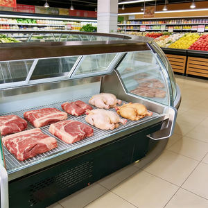 Vitrine réfrigérée multifonctionnelle en verre incurvé pour la vente de charcuterie, de salades et de fromages, fournie par l'usine - Product Image 4