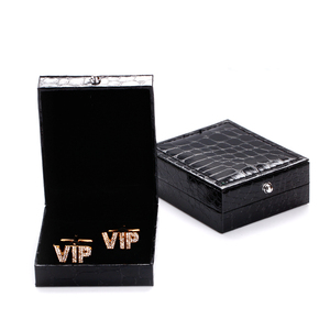 Men's jewelry black alligator skin cufflink box for one pair cufflinks