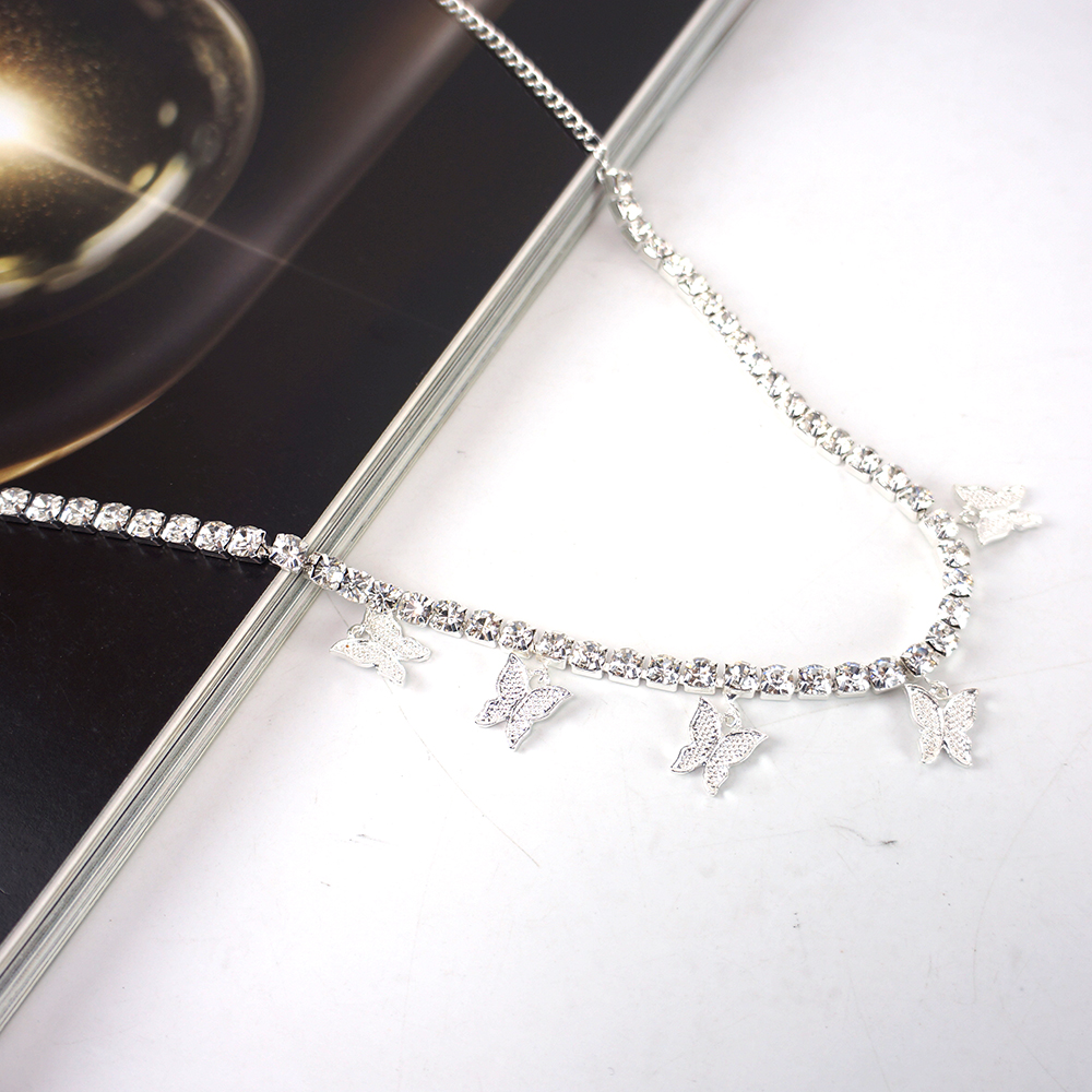 Женское вечернее ожерелье с бабочкой, стильное роскошное ожерелье со стразами и цепочкой из циркония, для вечеринки