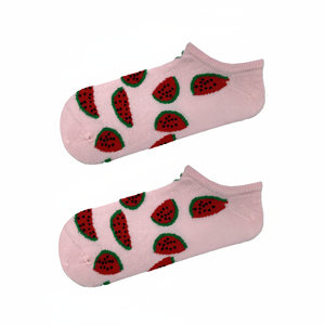 Pink Watermelon Floral Patterned Nylon Ankle <b>Socks</b> Breathable Knitted Crew Length Cute Style for Daily Use Custom Spring Bag - Product Image 2