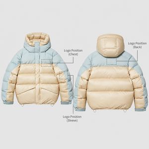 Giacca Puffer da Uomo, Giacche Puffer Corte con Cappuccio Bicolore Blu, Cappotti Imbottiti in Piuma d'Oca, Produzione Personalizzata OEM - Product Image 4