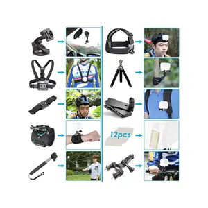 Kit d'accessoires de caméra d'action 50 en 1 pour <span class=keywords><strong>GoPro</strong></span> <span class=keywords><strong>Hero</strong></span> 6 5 <span class=keywords><strong>4</strong></span> 3 sac de transport sangle de poitrine sacs de trépied de poulpe - Product Image 4