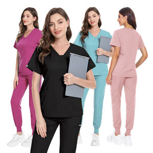 Hauts à manches courtes pantalons de jogging uniforme femmes gommage ensemble Salon uniforme dames SPA soins infirmiers gommages vérifié femmes gommages uniforme - Product Image 3