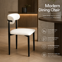 Chaise de salle à manger moderne et créative avec dossier, assise rembourrée confortable et pieds stables en bois massif/métal pour la maison et les restaurants
