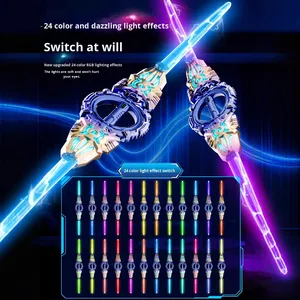 Épée laser télescopique rotative à double lame tourbillonnante et scintillante en plastique LED, jouet lumineux pour enfants, cadeau d'anniversaire pour garçons - Product Image 4