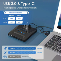 Grabadora de DVD USB 3.0/TIPO C 7 en 1, Lector de Tarjetas SD y TF, Reproductor de Discos USB, CD-RW Delgado y Portátil para Computadora de Escritorio y Portátil