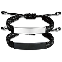 Ywyougang - Pulseras Ajustables de Joyería de Moda Personalizadas, Grabado Láser, Tejidas a Mano, Cadena de Acero Inoxidable y Poliéster, Aniversario