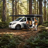 Vente Flash : Auvent latéral de voiture à 180 degrés avec éclairage LED, auvent rétractable en forme d'éventail pour 4x4, SUV et Overlanding