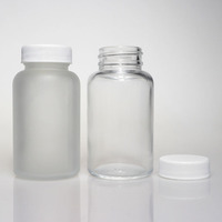 Flacon en verre transparent givré pour pilules, compléments alimentaires, capsules, avec couvercle en aluminium et joint de sécurité, 60 ml, 100 ml, 120 ml, 200 ml