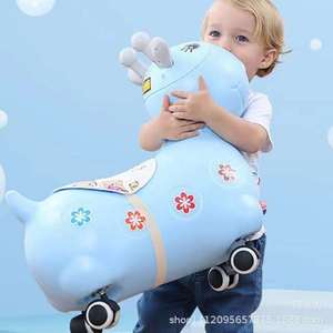 Ride On Toy Animal Scooter For Kids 1-3 Years Blue Plastic With Wheels And Music - Product Image 4