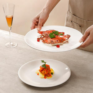 بيع بالجملة أدوات أواني على الطراز الغربي أطباق سيراميك مسطحة بيضاء نقية للاستخدام المنزلي والفنادق والحفلات-أطباق ستيكين - Product Image 4