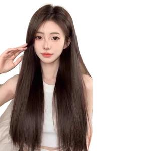 Extensiones de Cabello Liso para Mujer de Marca Nacional, de Una Sola Pieza, con Hilo Resistente a Altas Temperaturas, Realistas, Largas y Sin Costuras - Product Image 1