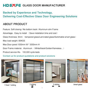 Geriffelte Mattglas-Schiebetürbeschläge für Hotel, Apartment, Wohnungen, Büroprojekte ohne Bodenschiene mit Soft-Close-Funktion - Product Image 6