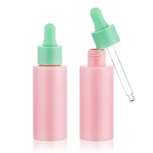 Cute Cylinder 50ml PETG Skin Care Essence Bottle Cosmetic Plastic Dropper Bottles