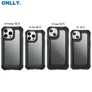 Clear Cover 13 12 11 Carbon Fiber Patroon Armor Beschermhoes Tpu + Pc Telefoon Shell Case Voor Iphone 14/Max/Pro/Pro Max