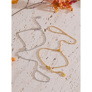 JINYOU 1773新品18KゴールドPVDメッキステンレススチール流行ジュエリースタイリッシュでユニークな手首指ハートチェーンブレスレット - Product Image 3