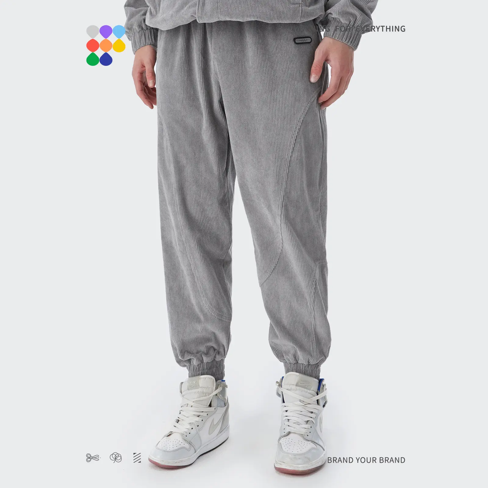 2023 popüler tasarım 300g kadife gevşek kalın günlük pantolon düz renk özel logo erkekler spor sweatpants