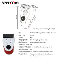 Detektor Sensor Gerak Inframerah Nirkabel Tenaga Surya Sirene Strobo 120db Alarm Kontrol Jarak Jauh Tahan Air PIR Pintu Plastik 5m