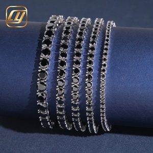 Collar de cadena de tenis de moissanita negra al por mayor, plata 925 chapada en rodio, corte brillante, certificado GRA, estilo hip hop unisex - Product Image 4