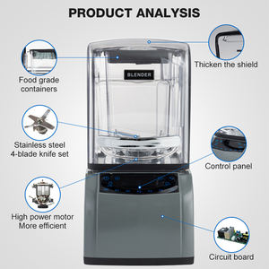 Bonne qualité NSF Portable Bar Milk Tea Shop Fresh Juicer 1.5L 2L 2200W Mélangeur commercial insonorisé à usage intensif avec couvercles - Product Image 2