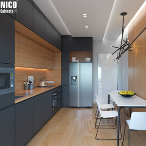 Nicocabinet Hiện Đại Bằng Gỗ Chuyên Nghiệp Biệt Thự Tư Nhân Bếp Nhà Bếp Veneer Matt Sơn Mài Hoàn Thành Màu Đen Tùy Chỉnh Tủ Bếp - Product Image 2