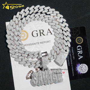 Lujo sólido trasero 925 Plata Iced Out nombre letra salvaje Moissanite diamante hombres personalizado Hip Hop colgante para cadena <span class=keywords><strong>de</strong></span> eslabones cubanos - Product Image 3
