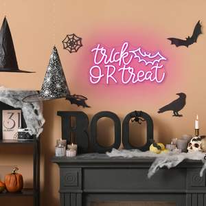 Truco de Halloween Treat Bat <span class=keywords><strong>LED</strong></span> Light 42,9 <span class=keywords><strong>cm</strong></span> X 23,9 <span class=keywords><strong>cm</strong></span> para salas de estar Centros comerciales Decoración de patios traseros Letrero de neón - Product Image 6