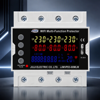 Protecteur triphasé à réinitialisation automatique JIUJI 80A, montage sur rail DIN, AC80-300V, moniteur d'énergie LCD, RS485, protection contre la surchauffe et l'inéquilibre