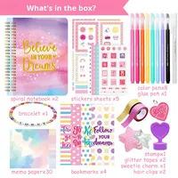 Kit de scrapbooking DIY 2026 pour filles, ensemble de carnets à spirales avec autocollants, marqueurs, ruban adhésif et fournitures créatives pour enfants