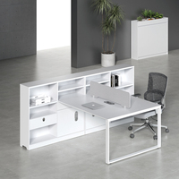 Bureau de direction modulaire en bois avec panneau insonorisant, étagères de rangement et tiroir pour bureau