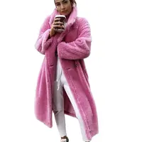 Rosa lungo orsacchiotto giacca cappotto donne inverno 2021 spessore caldo oversize soprabito donne Faux cappotti di pelliccia
