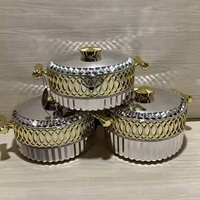 Élégant ensemble chauffe-plats arabe pour cadeaux de mariage, 3 pièces (3L, 3.6L, 4.6L), en acier inoxydable isolé, type casserole, pour réceptions et transport
