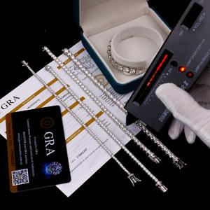 Pulsera de Tenis de Moissanita con Corte Brillante Redondo, Chapada en Rodio, Plata 925, de 2-6 mm, con Cierre de Figura 8, Estilo Hiphop, Venta al por Mayor - Product Image 6