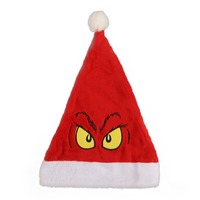 Chapeau de Noël en peluche Grinch brodé, chapeau de Noël bicolore, chapeau de fête de Noël pour adultes et enfants