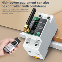 Interrupteur de télécommande RF haute puissance sur rail DIN - Contrôle sans fil intelligent, portée 1000m, 40A 63A 220V AC, disjoncteur marche/arrêt