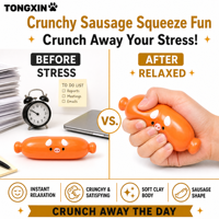 Mainan Squishy Sosis Renyah TONGXIN, Mainan Squishy, Mainan Remas, Bola Anti Stres, Mainan Fidget Squishy untuk di Rumah