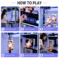 Machine à griffes commerciale, jeu d'arcade à monnayeur, attrape-peluches moderne à LED, équipement de distribution de prix, version anglaise, garantie 1 an, pour 6 ans et plus